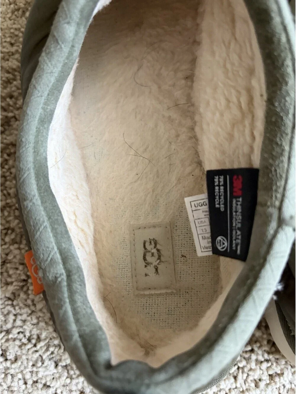 UGG Tasman LTA Slipper Burnt Olive Quilted Shearling 3M Men’s US Size 13 Used